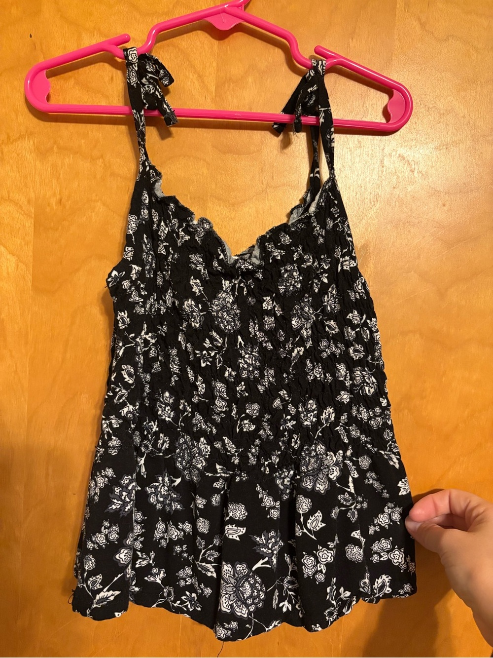 btween Black and White Floral Tie-Shoulder One-Piece crop